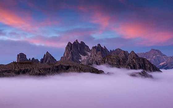 Sonnenuntergang auf den Dolomiten